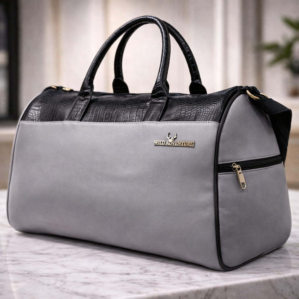 Grey leather bag